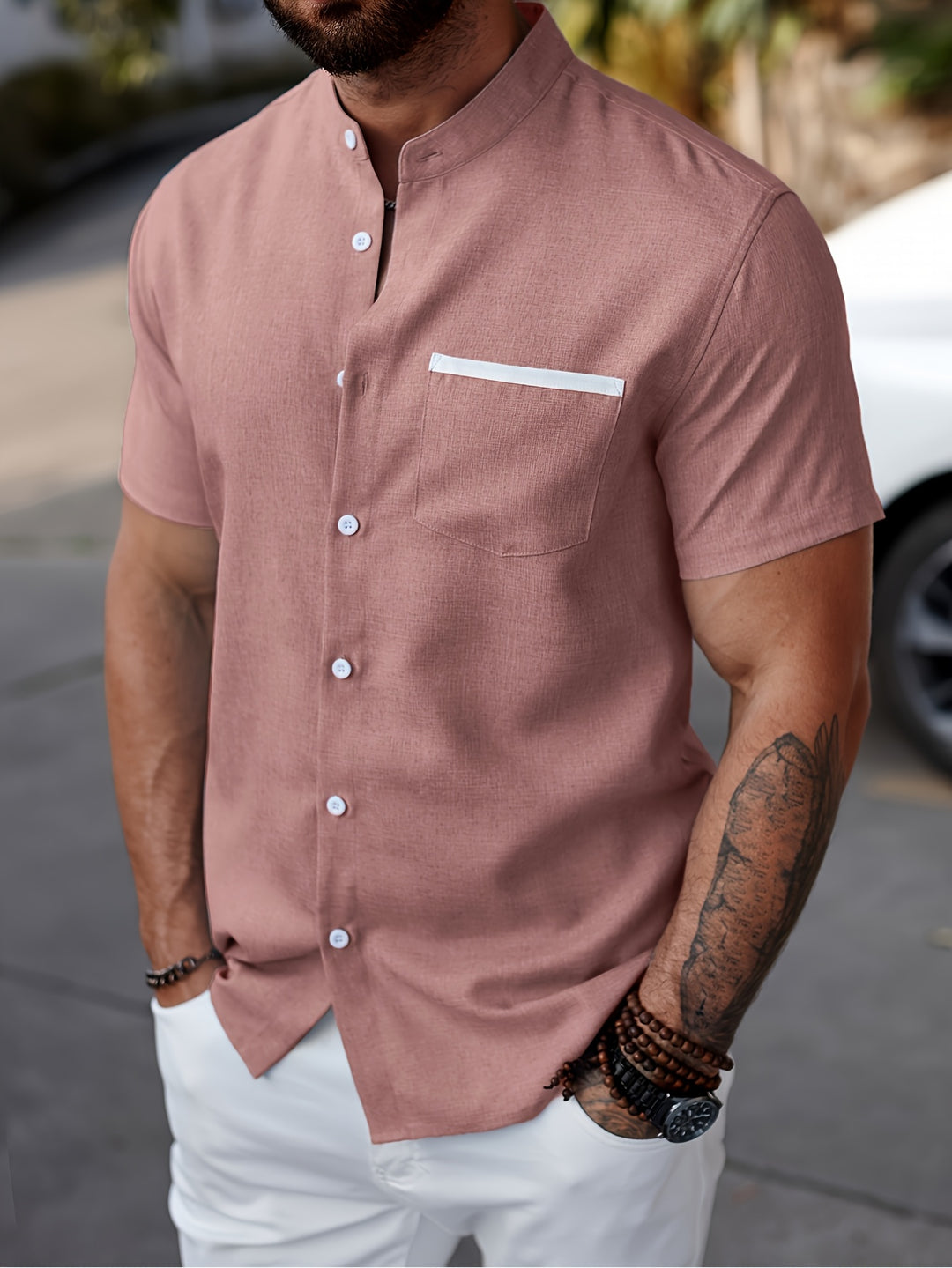 Radley | Men's Mandarin Collar Short Sleeve Shirt