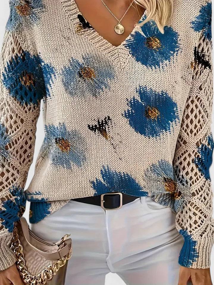 Nell | Floral V-Neck Sweater