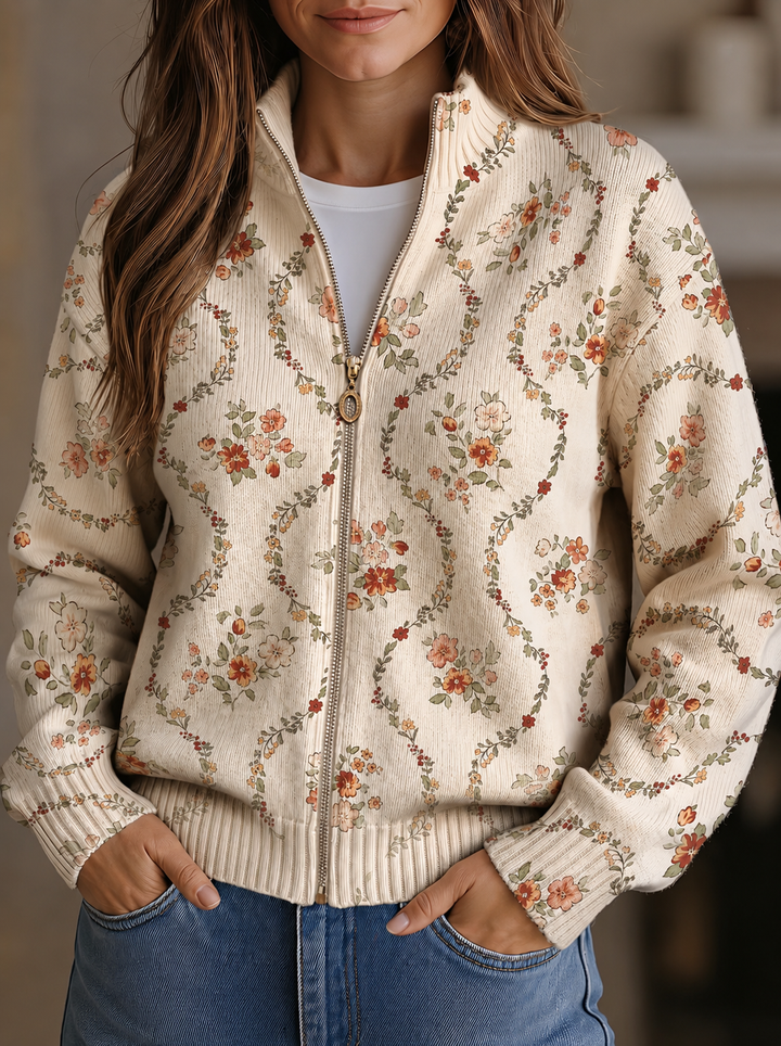 Ainsley | Floral Stand-Collar Zip Jacket