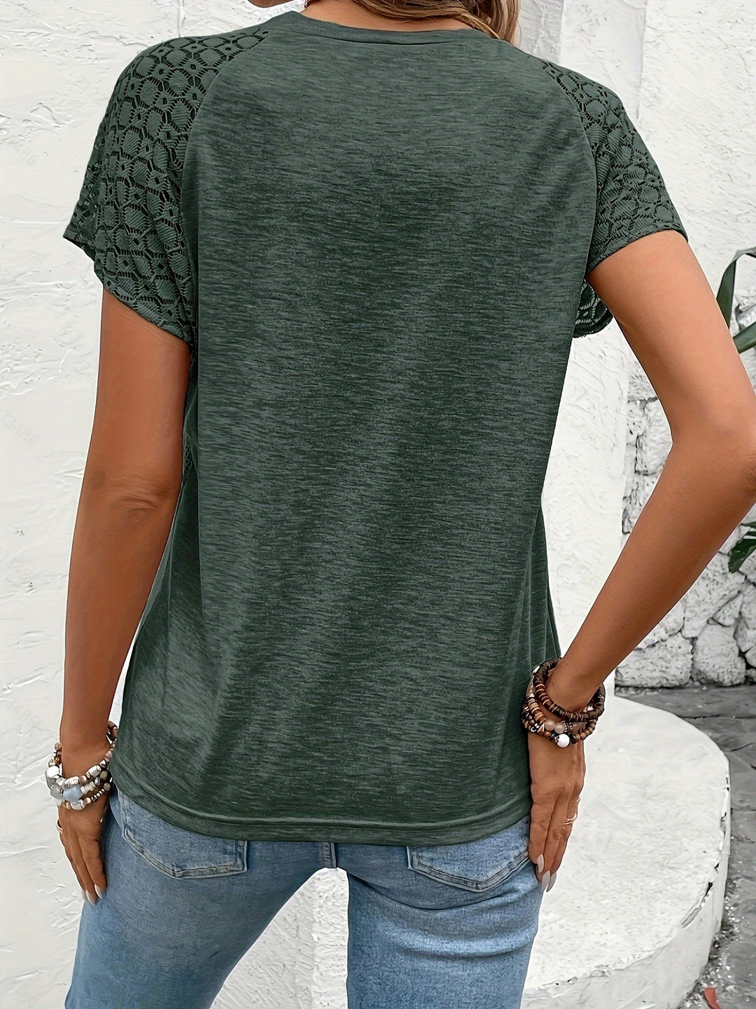 Marlena | Lace-Sleeve Round Neck Top