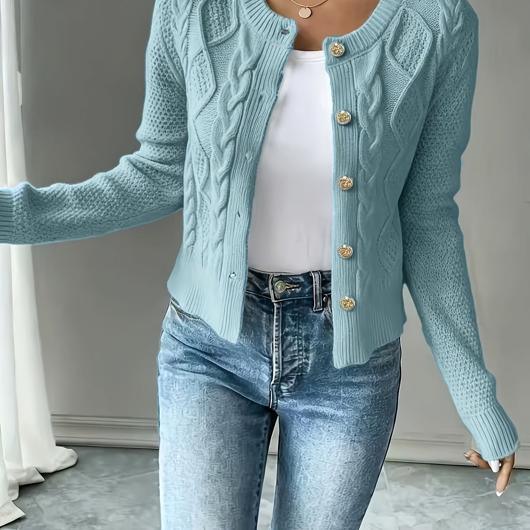 Eleanor | Cable-Knit Button-Front Cardigan