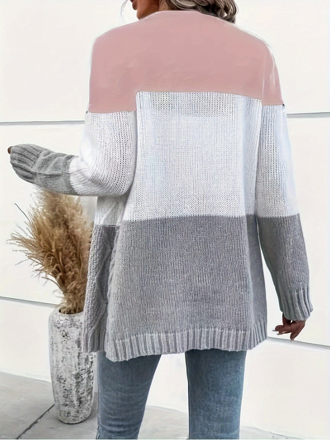 Adeline | Colour-Block Cable-Knit Cardigan