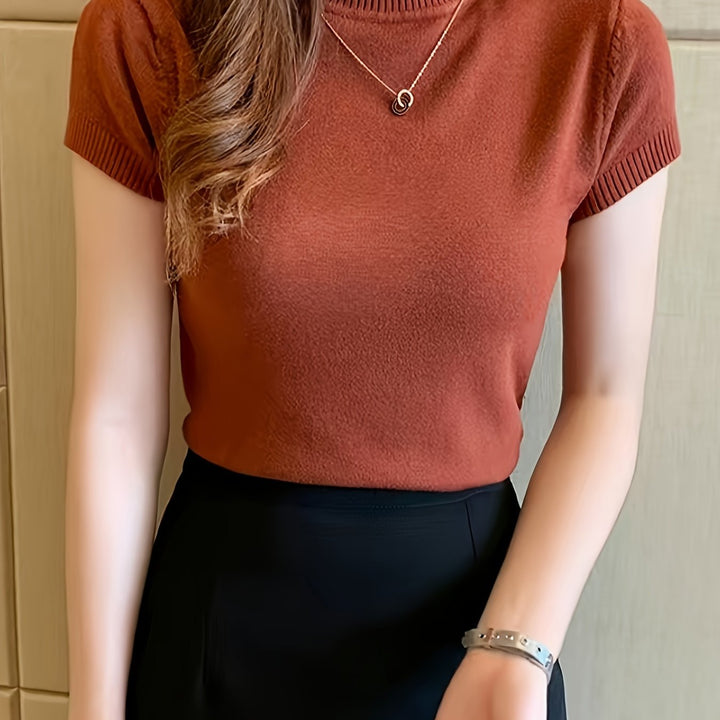 Marguerite | Refined Mock-Neck Short Sleeve Top