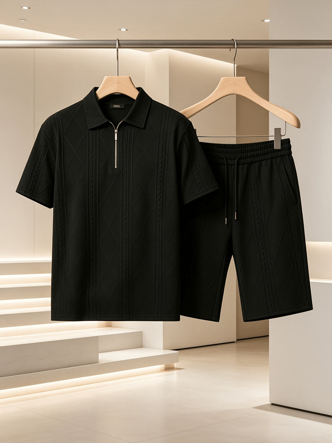 Ronan | Men's Retro Geometric Shirt & Shorts Set