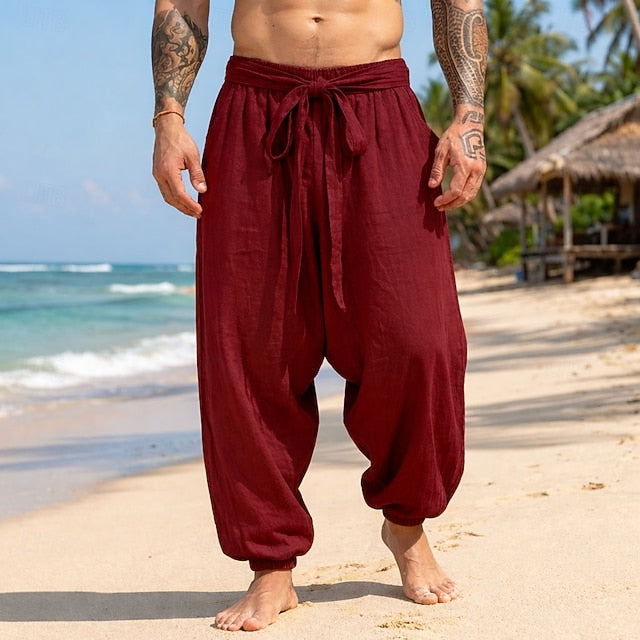 Dale | Men's Linen Baggy Beach Trousers