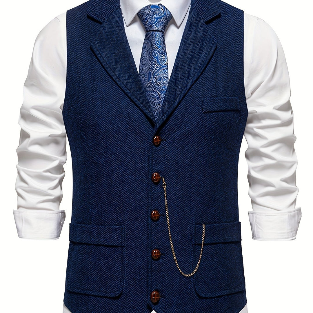 Edmund | Herringbone Single-Breasted Vest