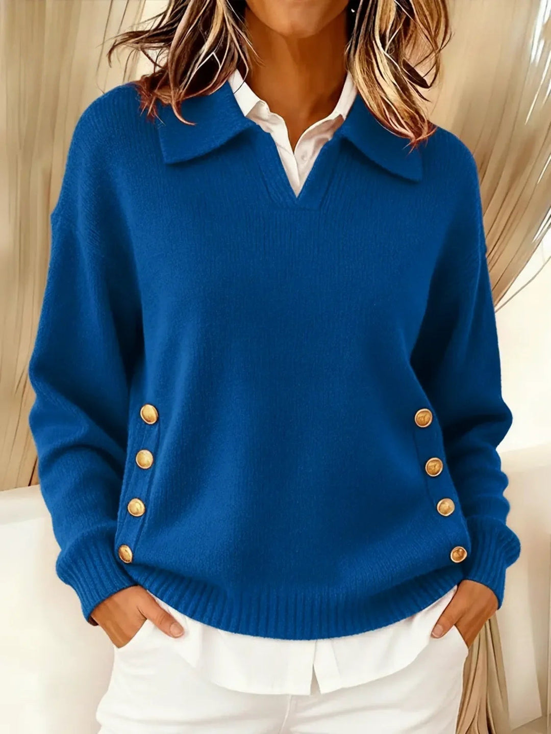 Marjorie | Collared V-Neck Sweater
