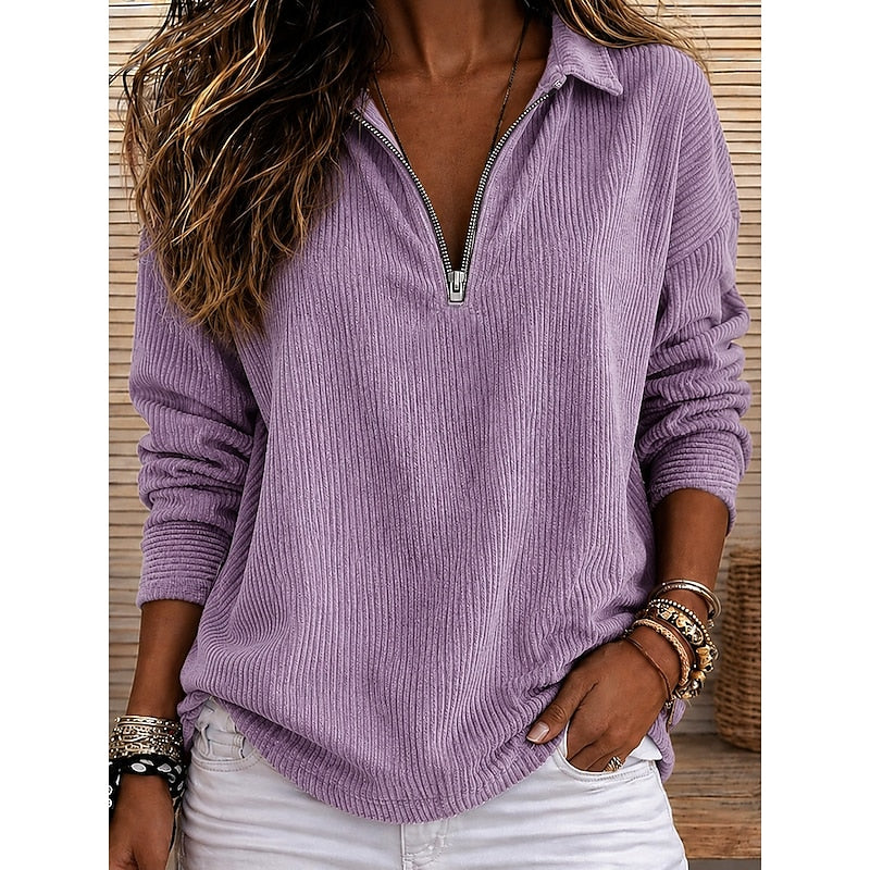 Vivian | Textured Half-Zip Top
