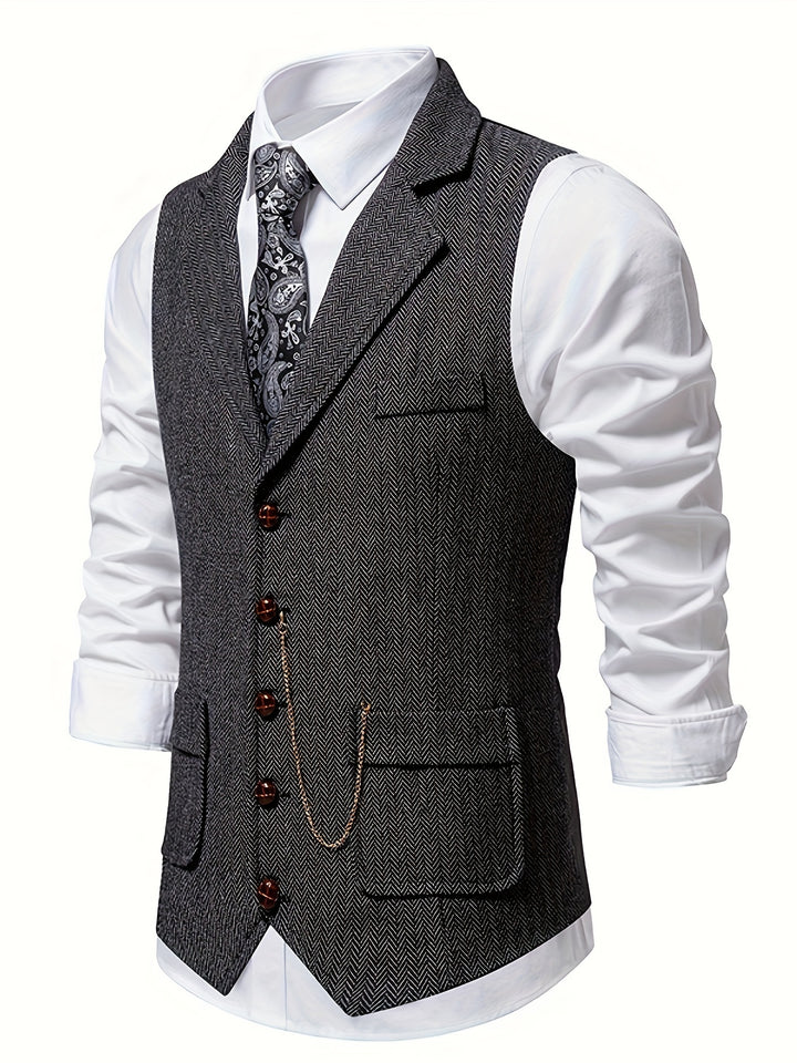 Edmund | Herringbone Single-Breasted Vest