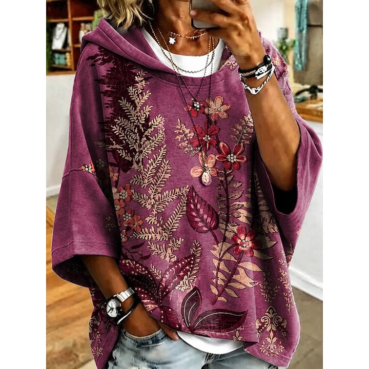 Delilah | Botanical Print Hooded Pullover