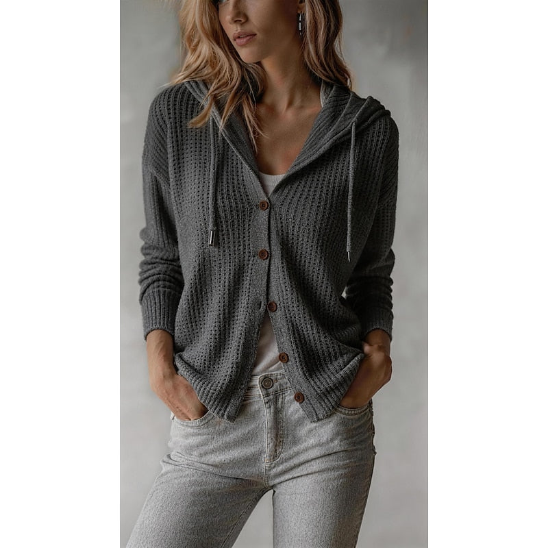 Iris | Hooded Button-Front Cardigan