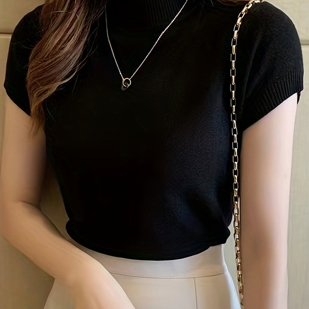 Josephine | Refined Mock-Neck Short-Sleeve Top