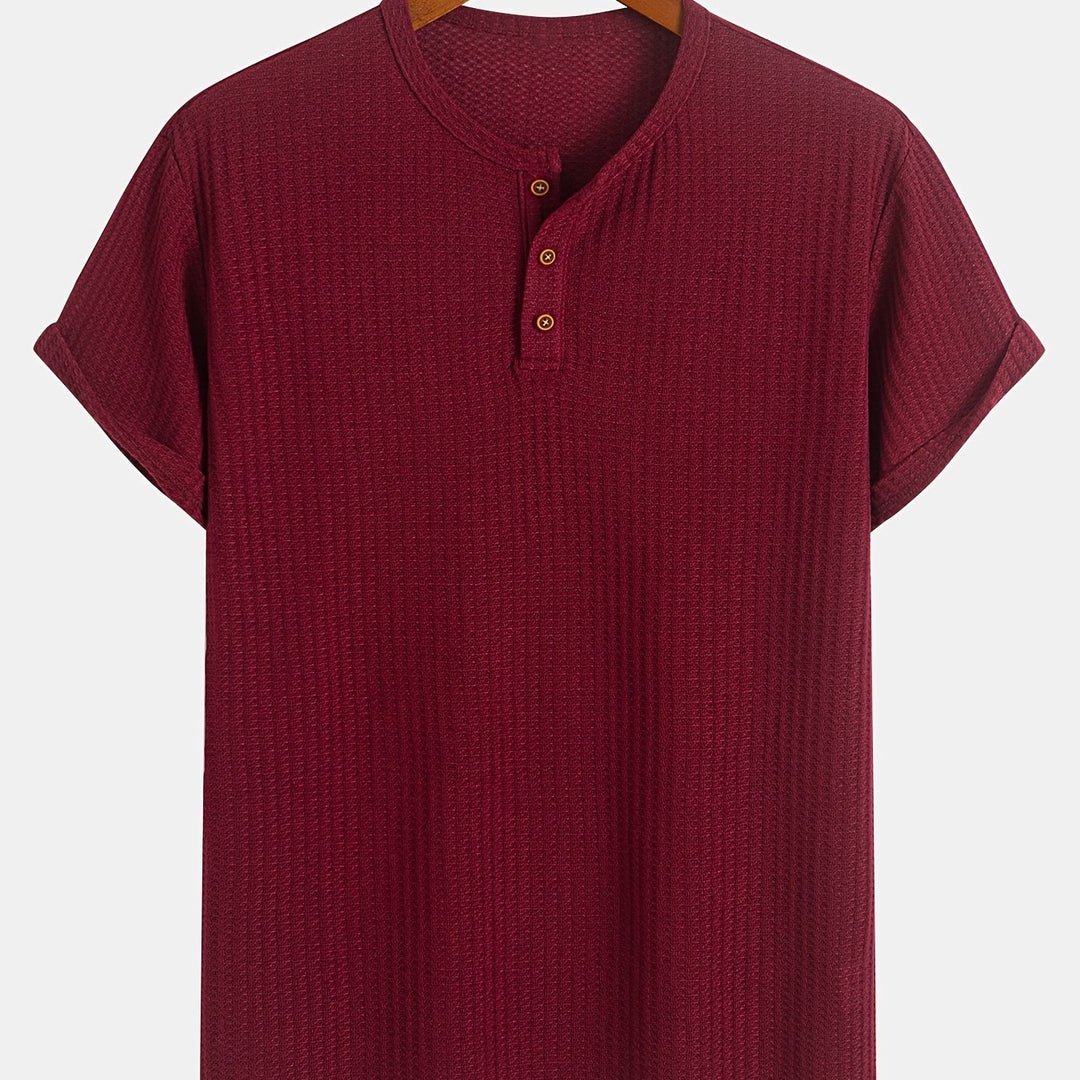 Augustus | Men's Ribbed Knit Henley T-Shirt