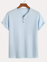 Augustus | Men's Ribbed Knit Henley T-Shirt