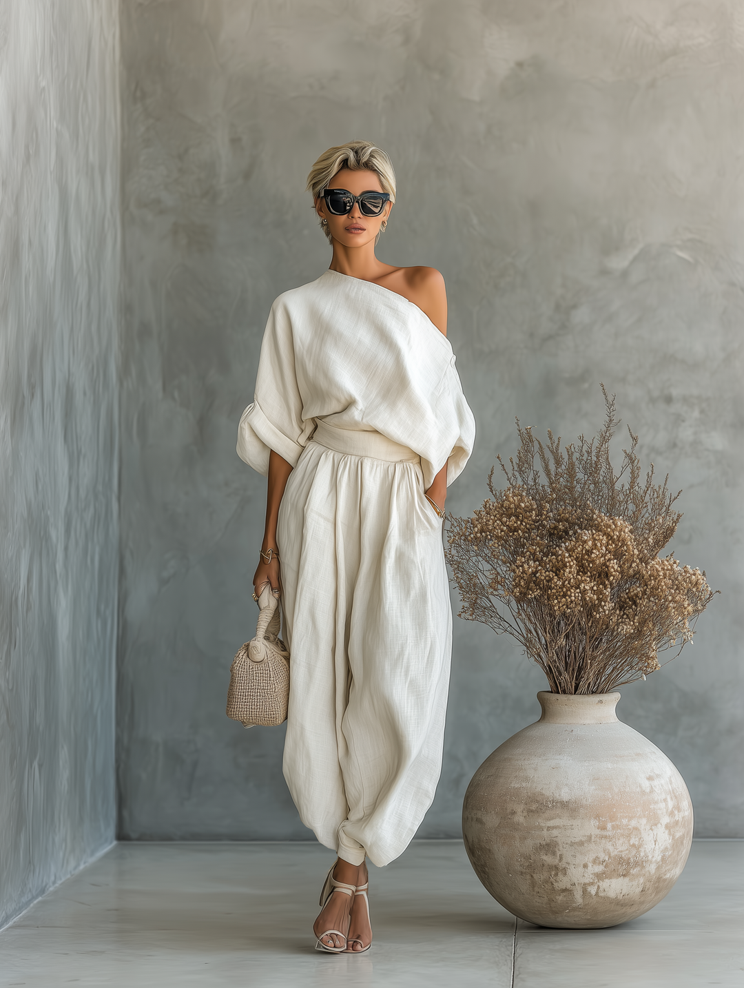 Wilhelmina | Relaxed Off-Shoulder Two-Piece Set