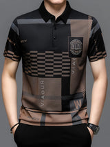 Harmon | Men's Colour-Block Geometric Knit Polo