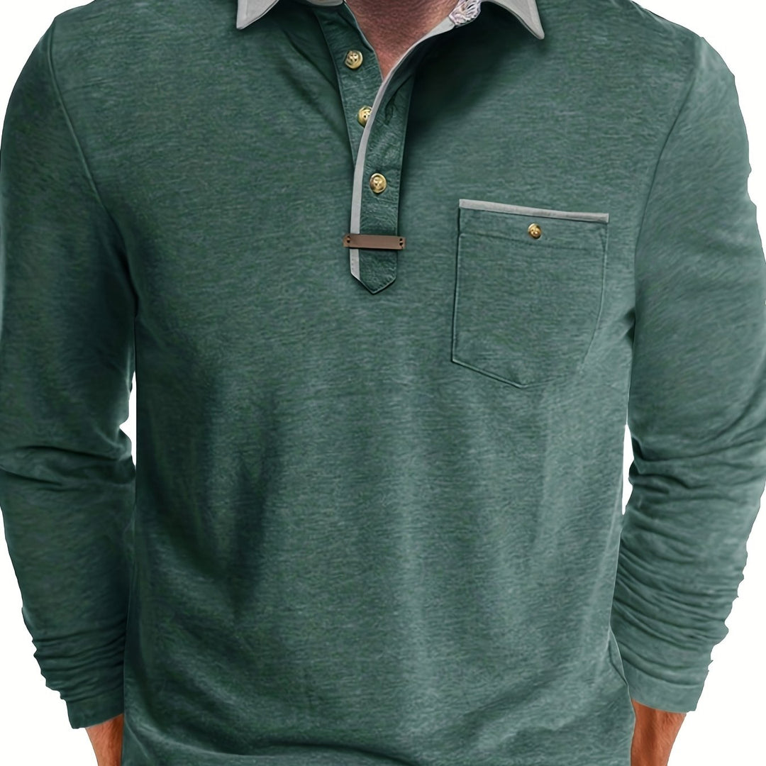 Joel | Men's Contrast Collar Long Sleeve Polo