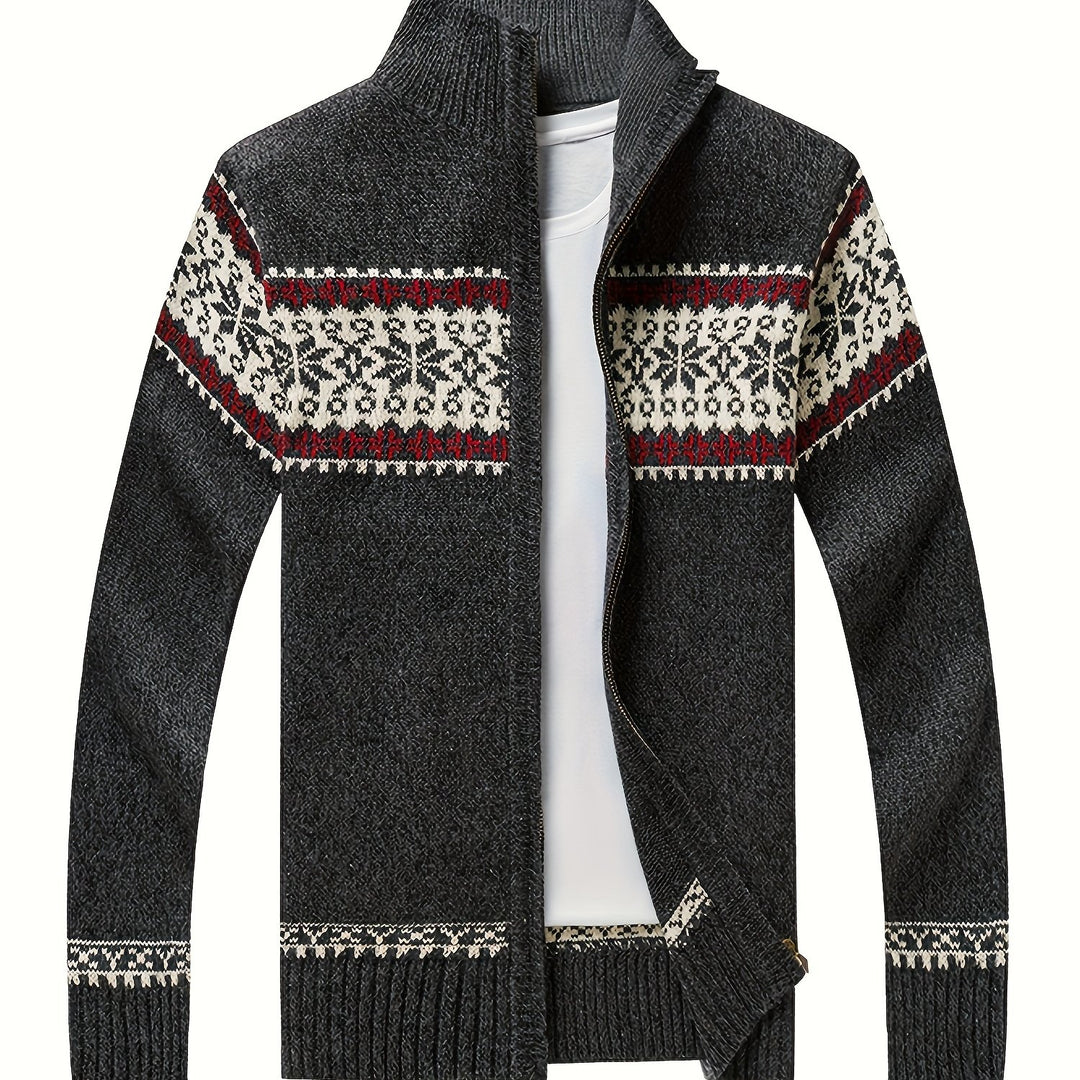 Gregory | Snowflake-Knit Zip Cardigan