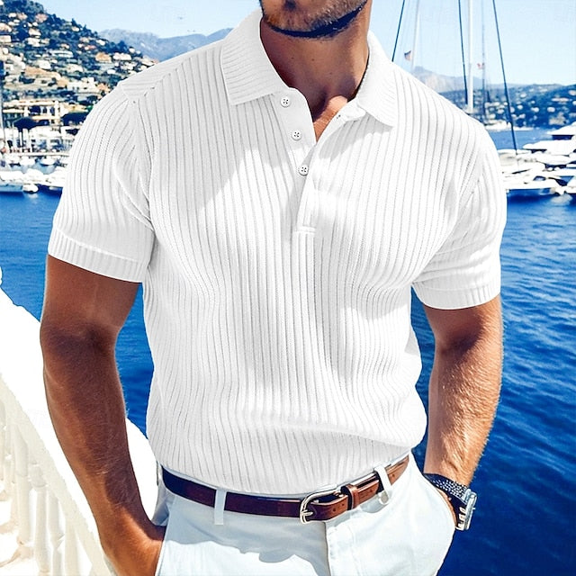 Marcus | Men's Ribbed Knit Polo Shirt