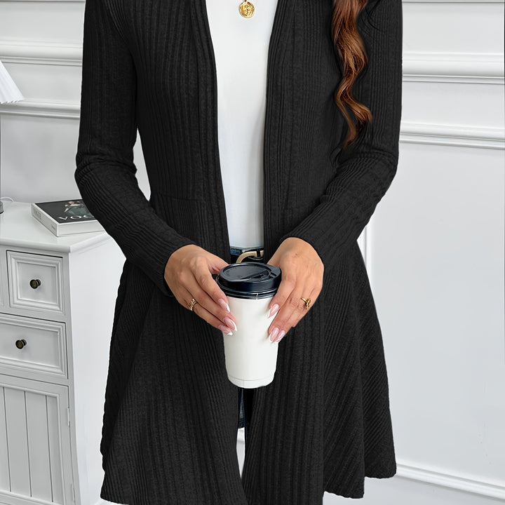 Marianne | Ribbed Longline Open-Front Cardigan