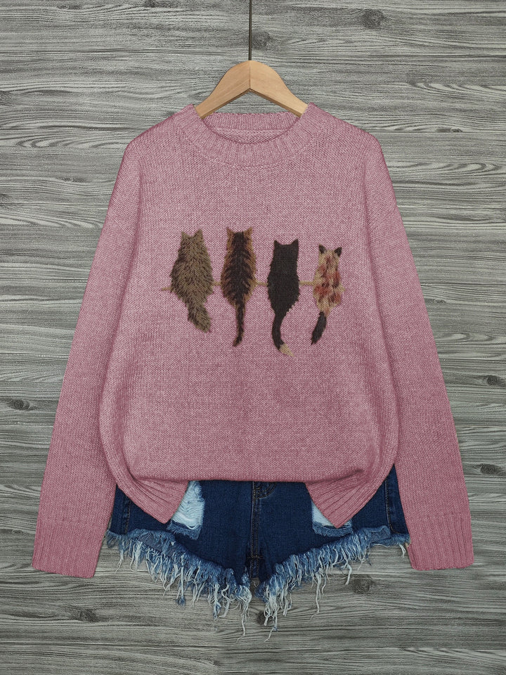 Lydia | Cozy Cat-Print Sweater