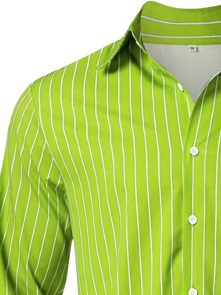 Rocco | Men's Slim Fit Pinstripe Long Sleeve Shirt
