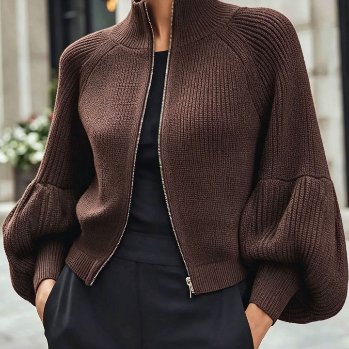 Margery | Sculpted Zip-Up Cardigan