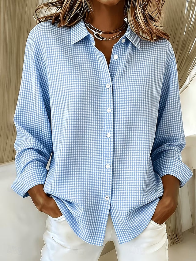 Celeste | Relaxed Gingham Button-Front Blouse