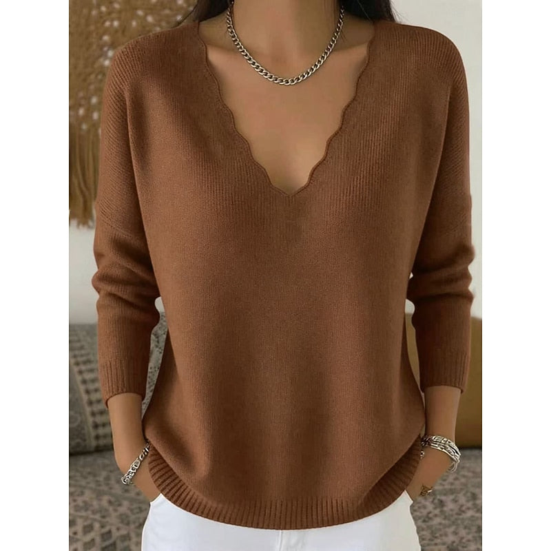Margot | Scalloped Halloween V-Neck Sweater