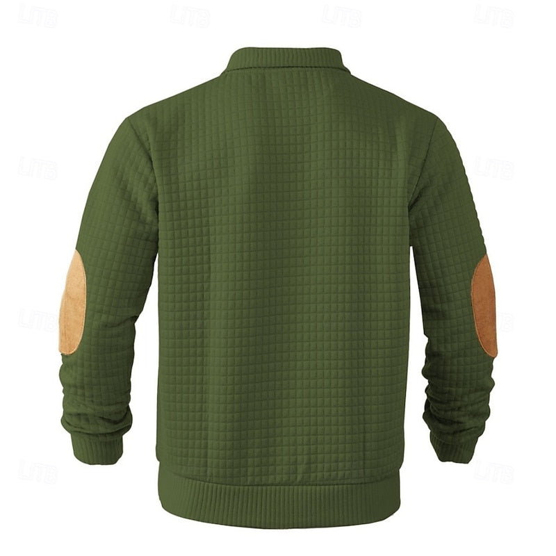 Bradley | Elbow-Patch Standing Collar Pullover