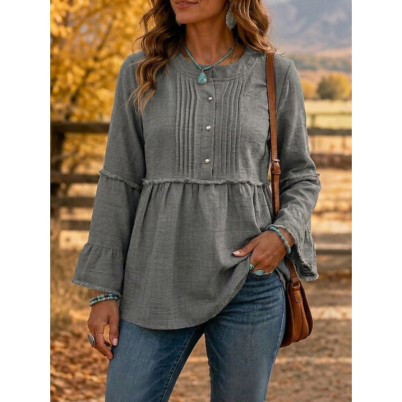 Hazel | Ruffled Peplum Blouse