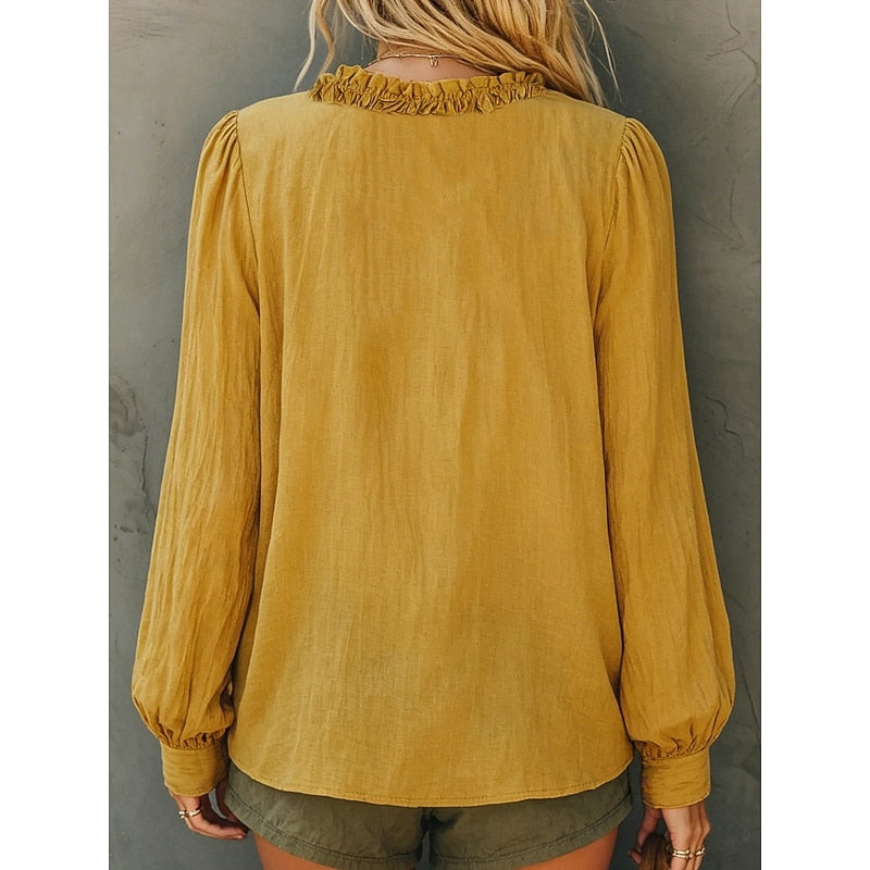 Isla | Ruffled V-Neck Blouse