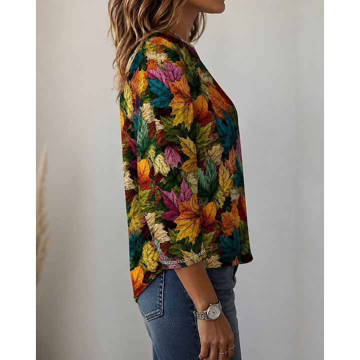Autumn | Vintage Print Long-Sleeve Top