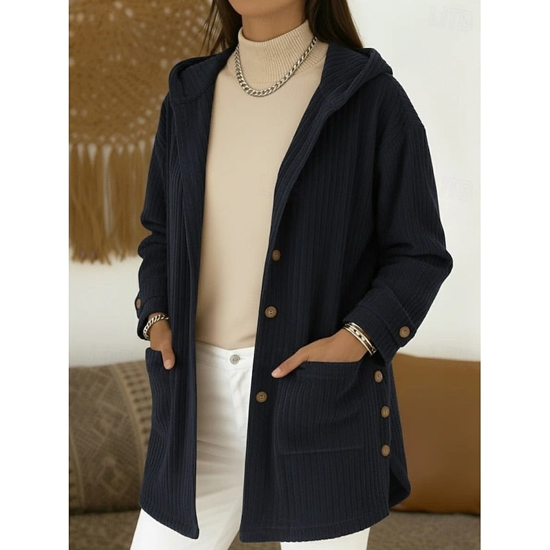 Miranda | Hooded Ribbed Coat