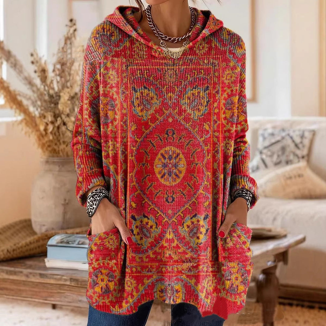 Meredith | Retro Ethnic Print Hooded Tunic