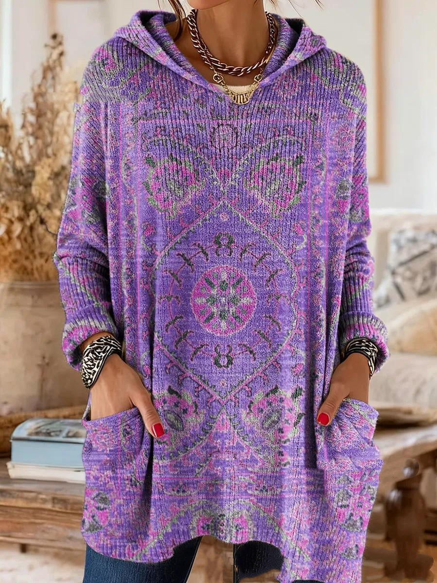 Meredith | Retro Ethnic Print Hooded Tunic