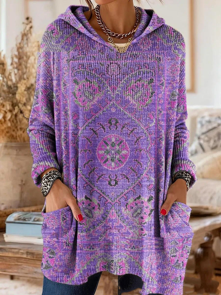 Meredith | Retro Ethnic Print Hooded Tunic