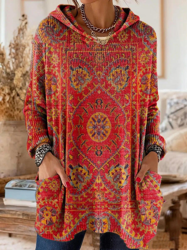 Meredith | Retro Ethnic Print Hooded Tunic