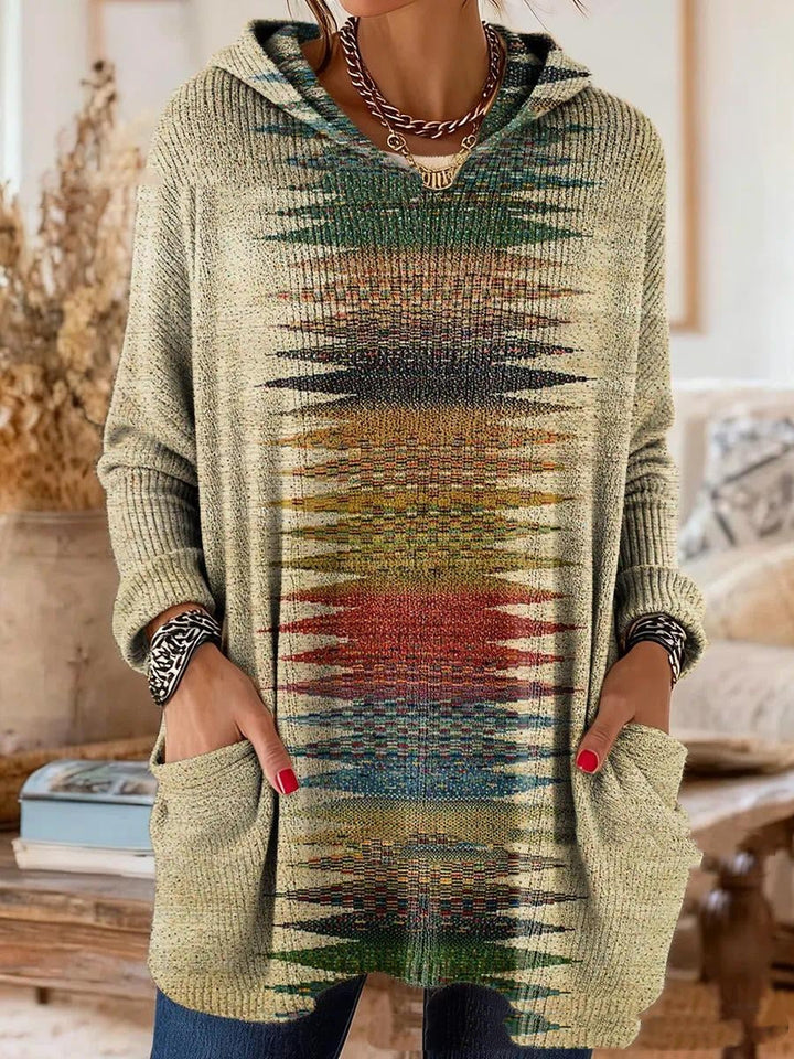 Meredith | Retro Ethnic Print Hooded Tunic
