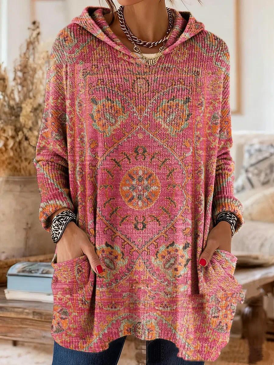 Meredith | Retro Ethnic Print Hooded Tunic