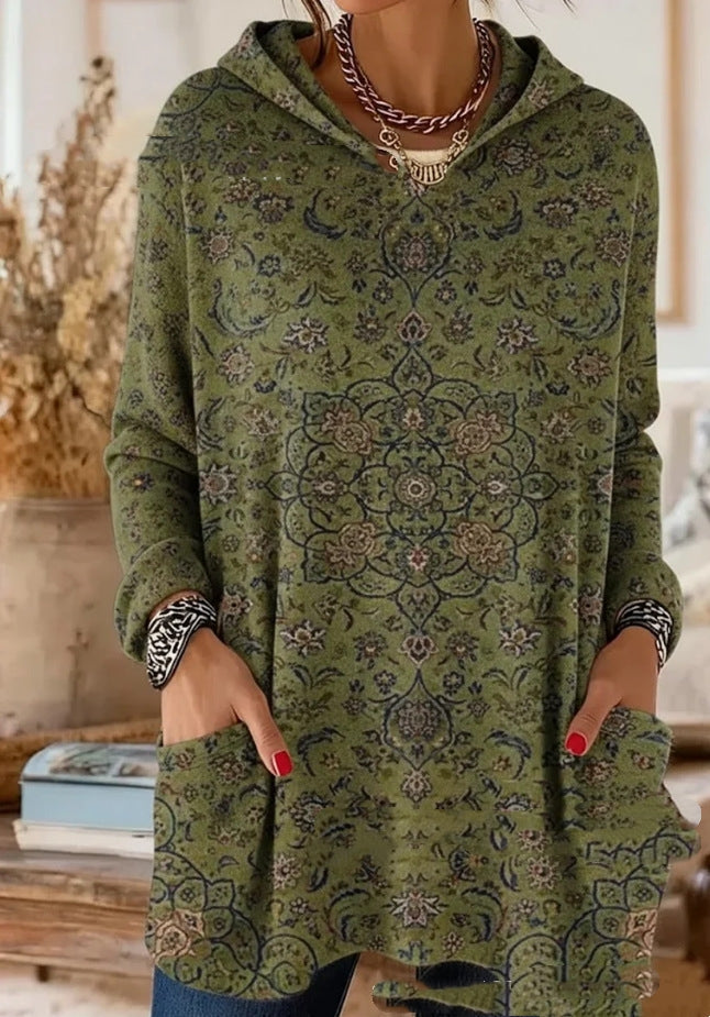 Meredith | Retro Ethnic Print Hooded Tunic