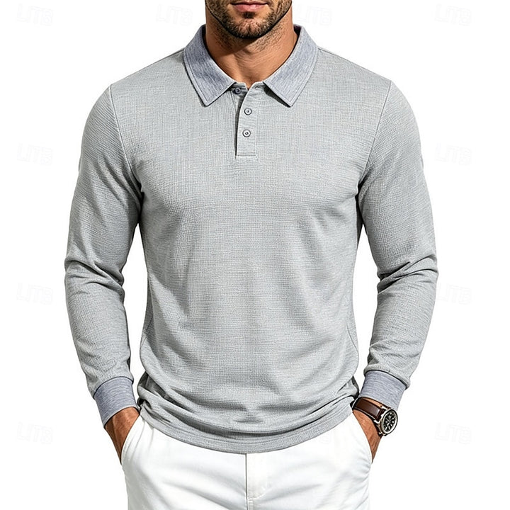 Damon | Textured Long-Sleeve Polo Shirt