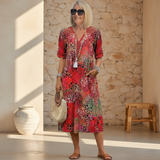 Arabella | Vibrant Pattern Midi Dress