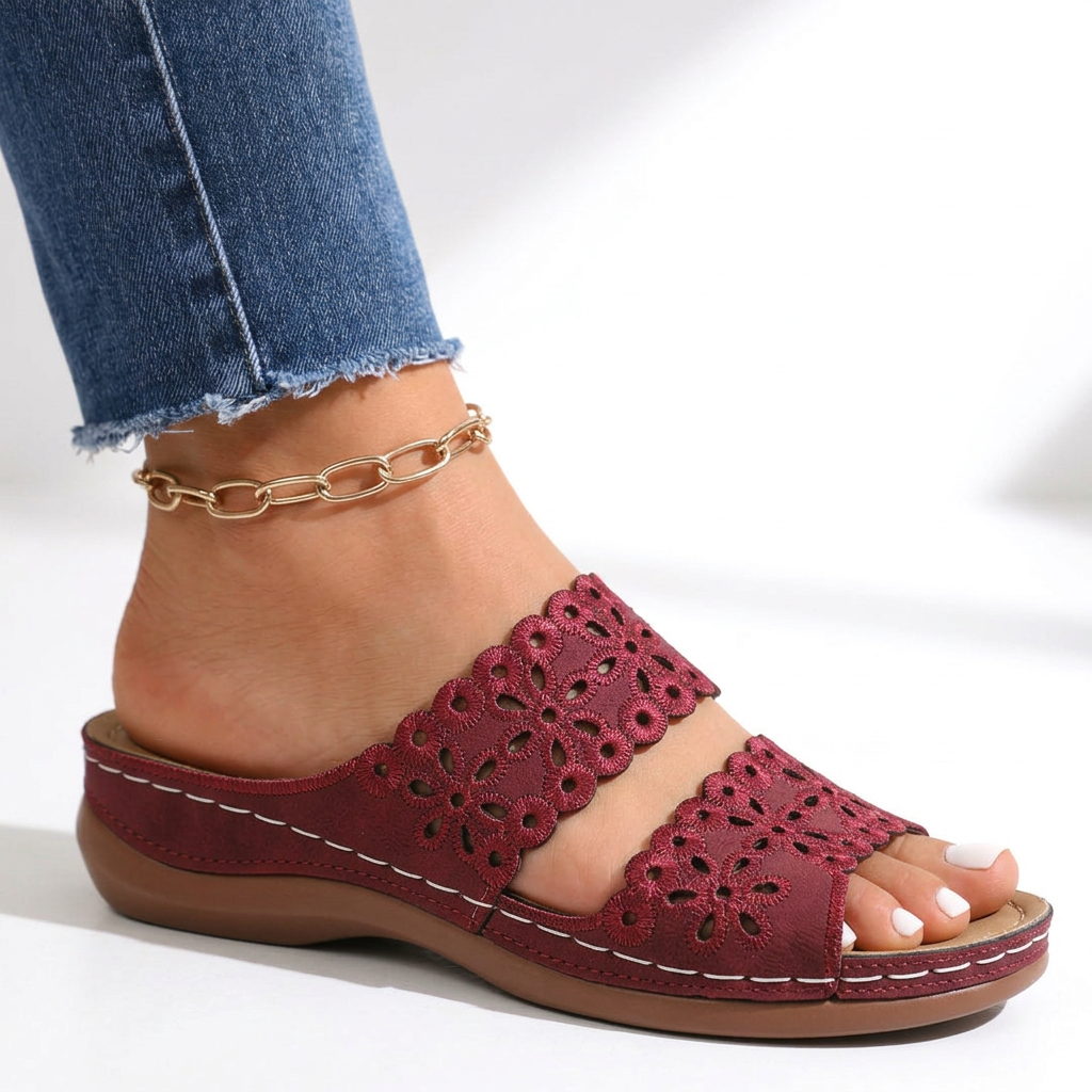 Jocelyn | Floral Cut-Out Slide Sandals