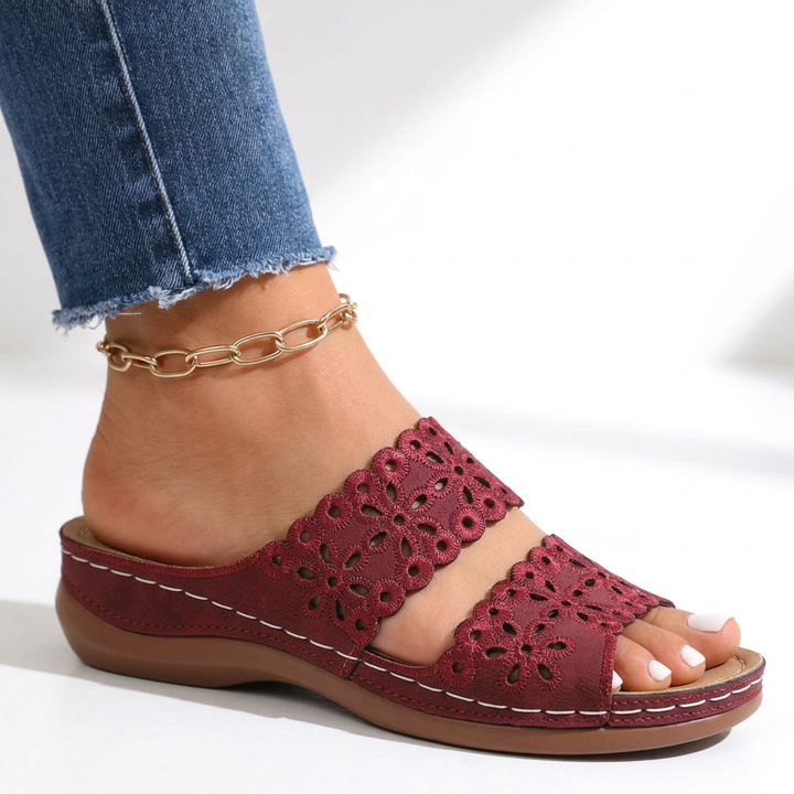 Jocelyn | Floral Cut-Out Slide Sandals