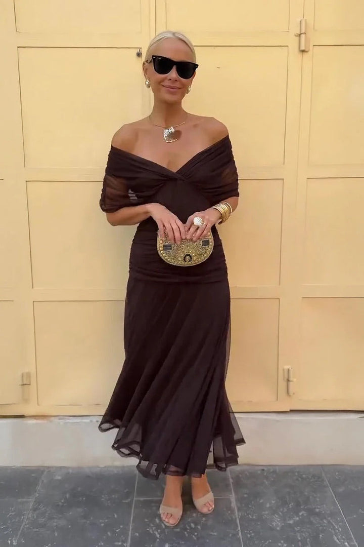 Corinna | Draped V-Neck Maxi Dress