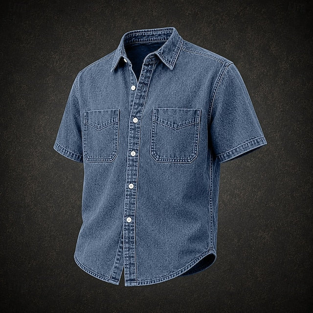 Gideon | Men's Washed Denim Short Sleeve Shirt