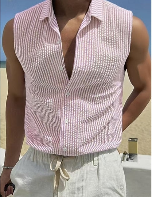 Beau | Men's Seersucker Sleeveless Shirt