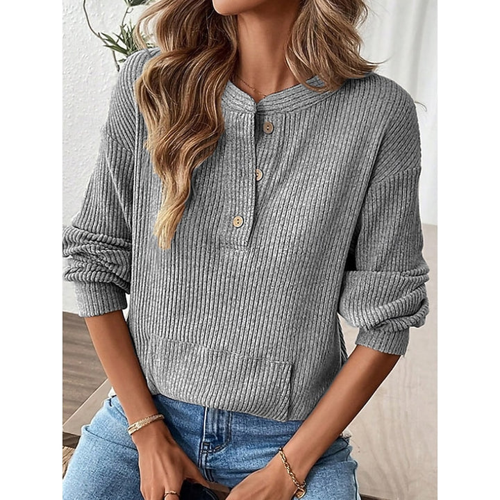 Delphine | Ribbed Henley Pullover