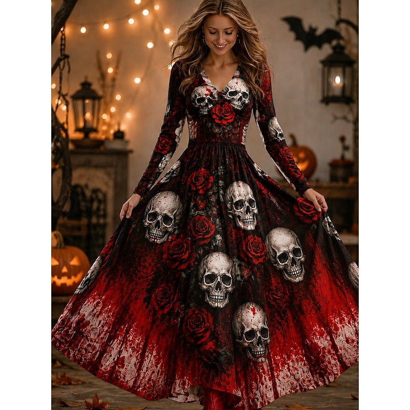 Octavia | Halloween Skeleton Maxi Dress
